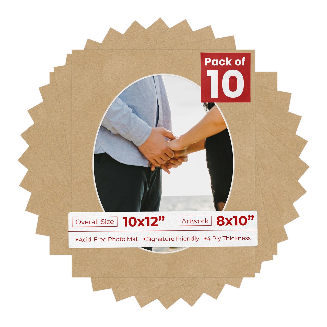 Beige Suede Mat Board for 10x12 Frames - Oval Opening for 8x10 Photos